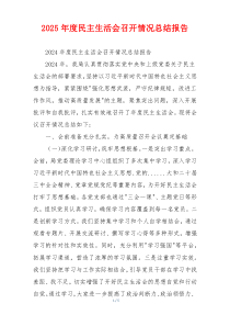 2025年度民主生活会召开情况总结报告