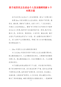 班子成员民主生活会个人发言提纲局新6个对照方面