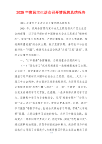 2025年度民主生活会召开情况的总结报告