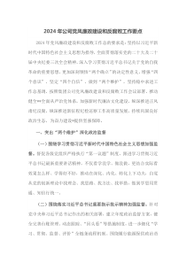 20XX年公司党风廉政建设和反腐败工作要点