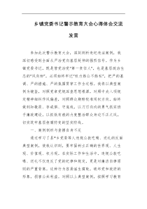 乡镇党委书记警示教育大会心得体会交流发言