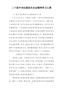 二十届中央纪委四次全会精神学习心得