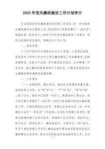 2025年党风廉政建设工作计划审计