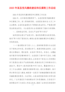 2025年某县党风廉政建设和反腐败工作总结