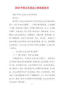 2025年民主生活会上的总结发言