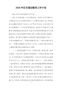 2025年区交通运输局工作计划