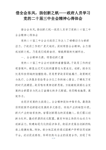 借全会东风，扬创新之帆——政府人员学习党的二十届三中全会精神心得体会