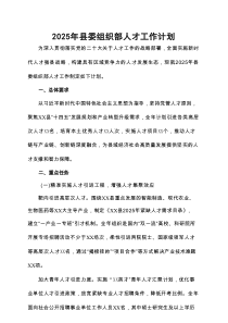 2025年县委组织部人才工作计划
