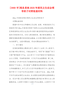 税务系统2025年度民主生活会领导班子对照检查材料