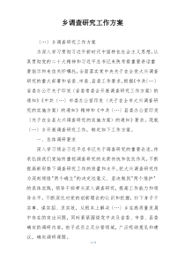 乡调查研究工作方案