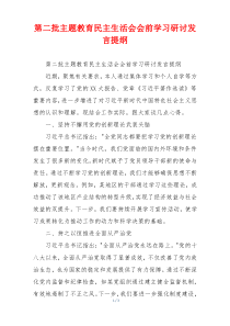 第二批主题教育民主生活会会前学习研讨发言提纲
