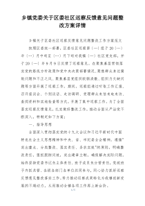 乡镇党委关于区委社区巡察反馈意见问题整改方案详情