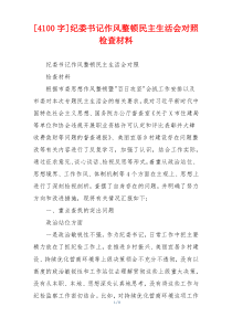 纪委书记作风整顿民主生活会对照检查材料