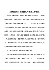 X集团20XX年全面从严治党工作要点