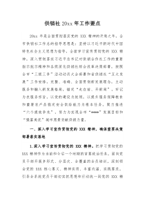 供销社20XX年工作要点