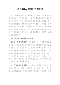 全县20XX年组织工作要点