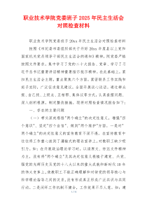 职业技术学院党委班子2025年民主生活会对照检查材料