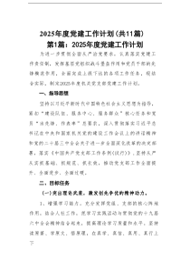 2025年度党建工作计划(精选11篇样例)