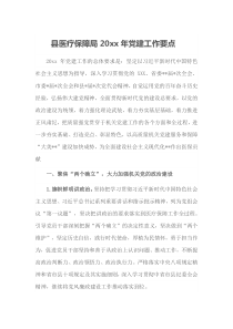县医疗保障局20XX年党建工作要点