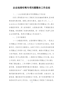 企业违规吃喝专项问题整治工作总结