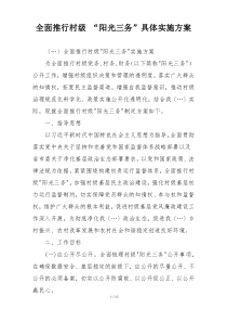 全面推行村级 “阳光三务”具体实施方案