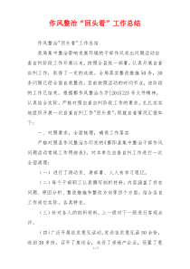 作风整治“回头看”工作总结