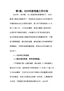 2025年度党建工作计划范文精选(9篇)