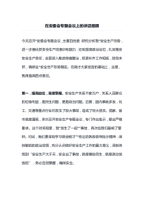 在安委会专题会议上的讲话提纲
