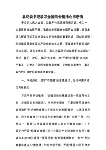 县纪委书记学习全国两会精神心得感悟.docx
