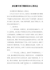 参加警司晋升警督培训心得体会