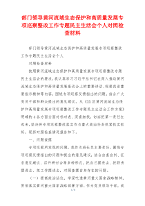 部门领导黄河流域生态保护和高质量发展专项巡察整改工作专题民主生活会个人对照检查材料