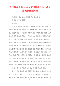 党组织书记在2025年度组织生活会上的总结表态发言提纲