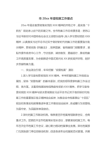 市20XX年度档案工作要点