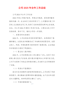 公司2025年全年工作总结