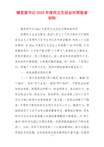 镇党委书记2025年度民主生活会对照检查材料