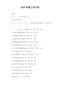 2025年度工作计划