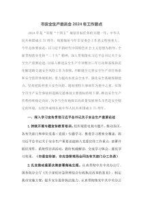 市安全生产委员会20XX年工作要点