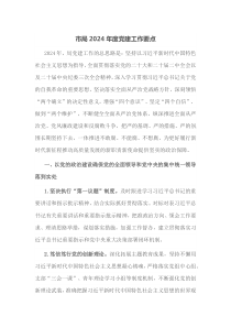 市局20XX年度党建工作要点