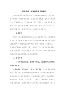 市局党组20XX年党建工作要点