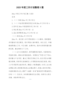 2025年度工作计划整理5篇