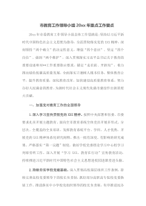 市教育工作领导小组20XX年重点工作要点