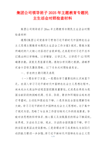 集团公司领导班子2025年主题教育专题民主生活会对照检查材料