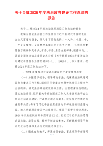 关于X镇2025年度法治政府建设工作总结的报告