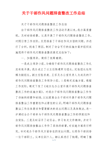 关于干部作风问题排查整改工作总结
