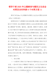 领导干部2025年主题教育专题民主生活会对照发言材料新6个对照方面11