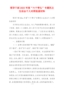 领导干部2025年度“六个带头”专题民主生活会个人对照检查材料