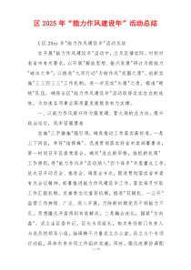 区2025年“能力作风建设年”活动总结