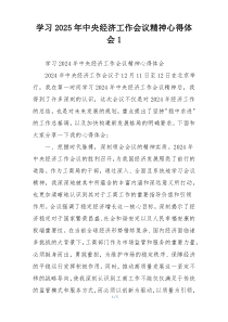 学习2025年中央经济工作会议精神心得体会1