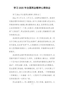 学习2025年全国两会精神心得体会