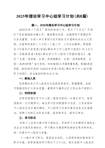 2025年理论学习中心组学习计划(精选8篇)